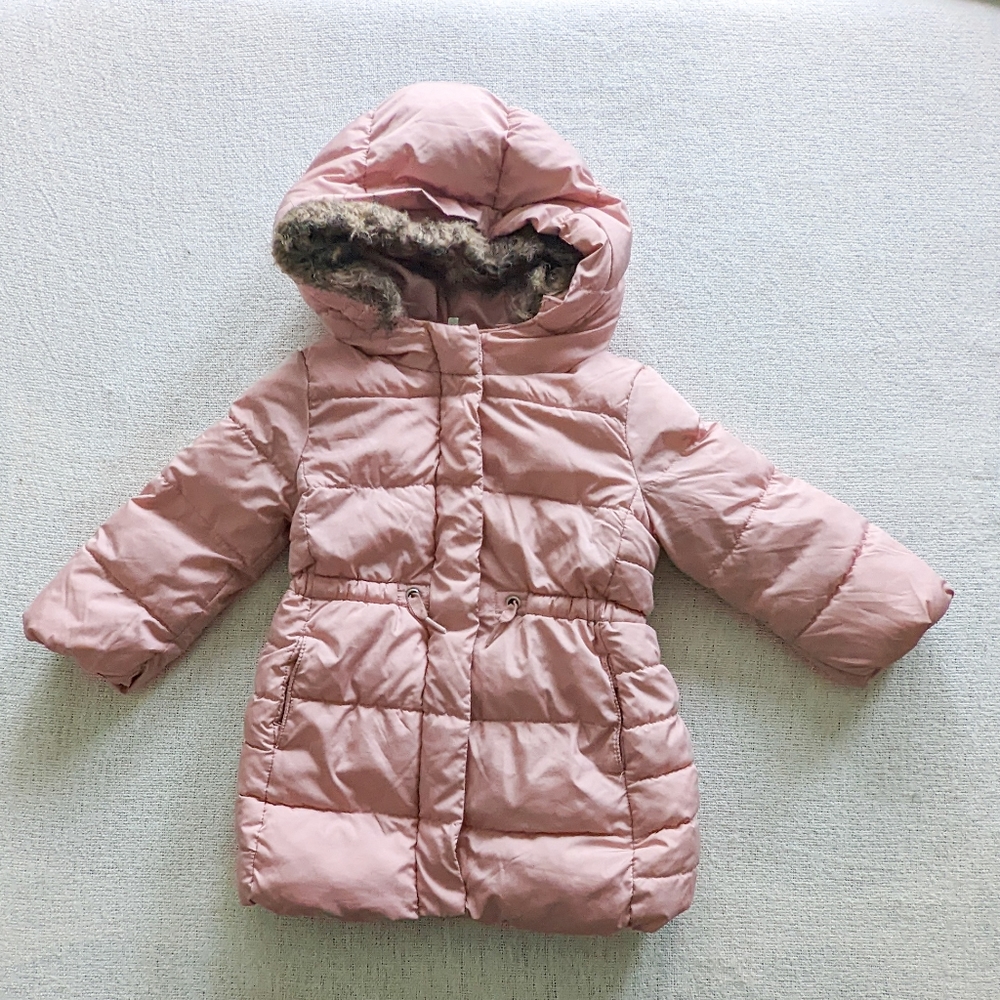 Gap Long Warmest Puffer Jacket with Hoodie - Frosted Pink, 2 Years